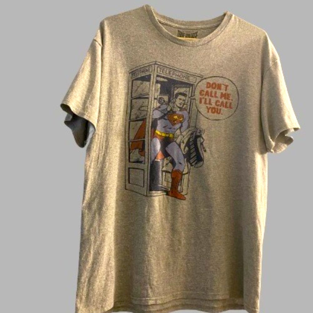SUPERMAN “'DON'T CALL ME., I'LL CALL YOU" TELEPHONE BOOTH T-SHIRT VINTAGE LARGE